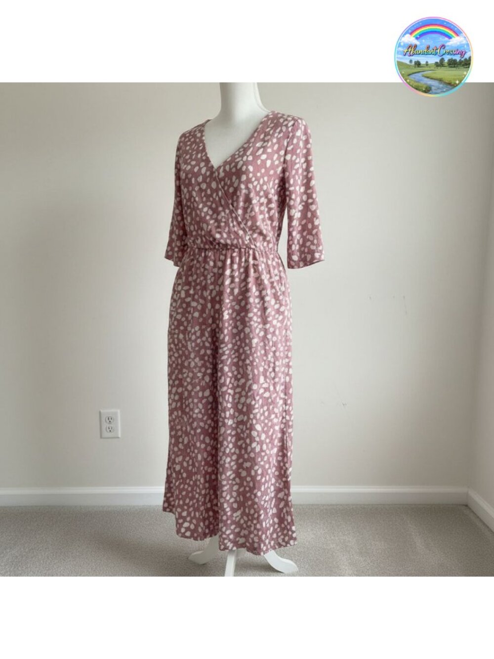 Women's Boho Floral V Neck Short Sleeve Wide Leg Jumpsuit with Pockets